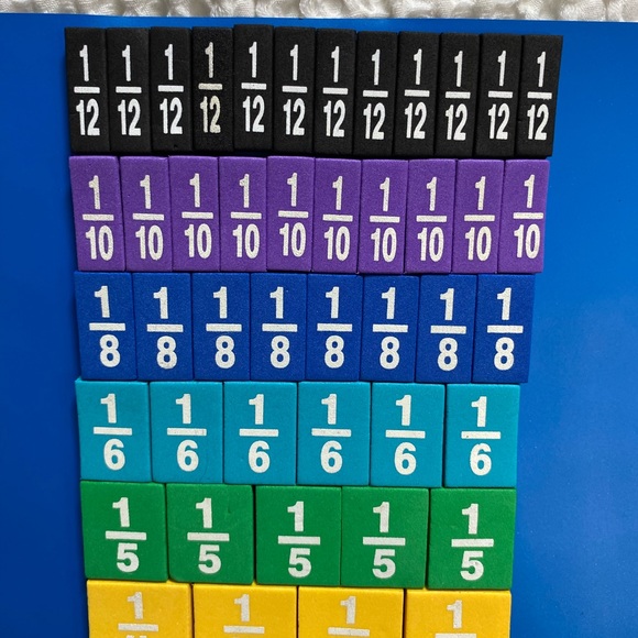 Magnetic rainbow fraction tiles on board, multiple colors, 52 pieces,7.5x10.25  - Picture 3 of 10